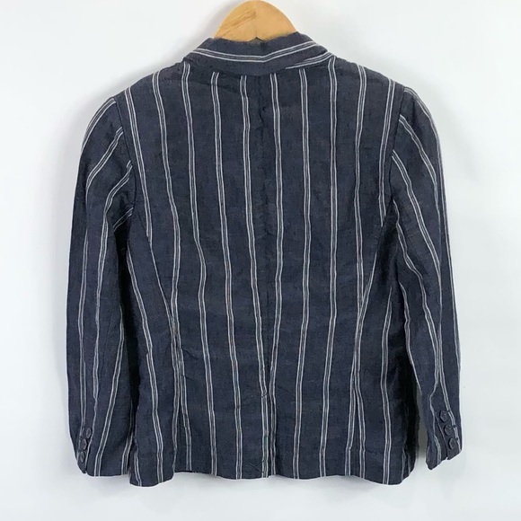 CAbi #871 Blue Striped Linen Blazer Jacket anchor - Picture 2 of 4